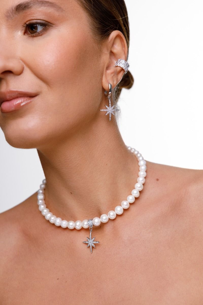 Pearl Choker with Star — Silver-Plated