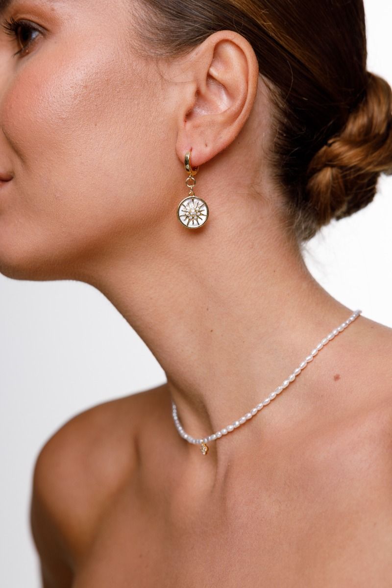 Moon & Stars Coin Earrings — Silver-Plated