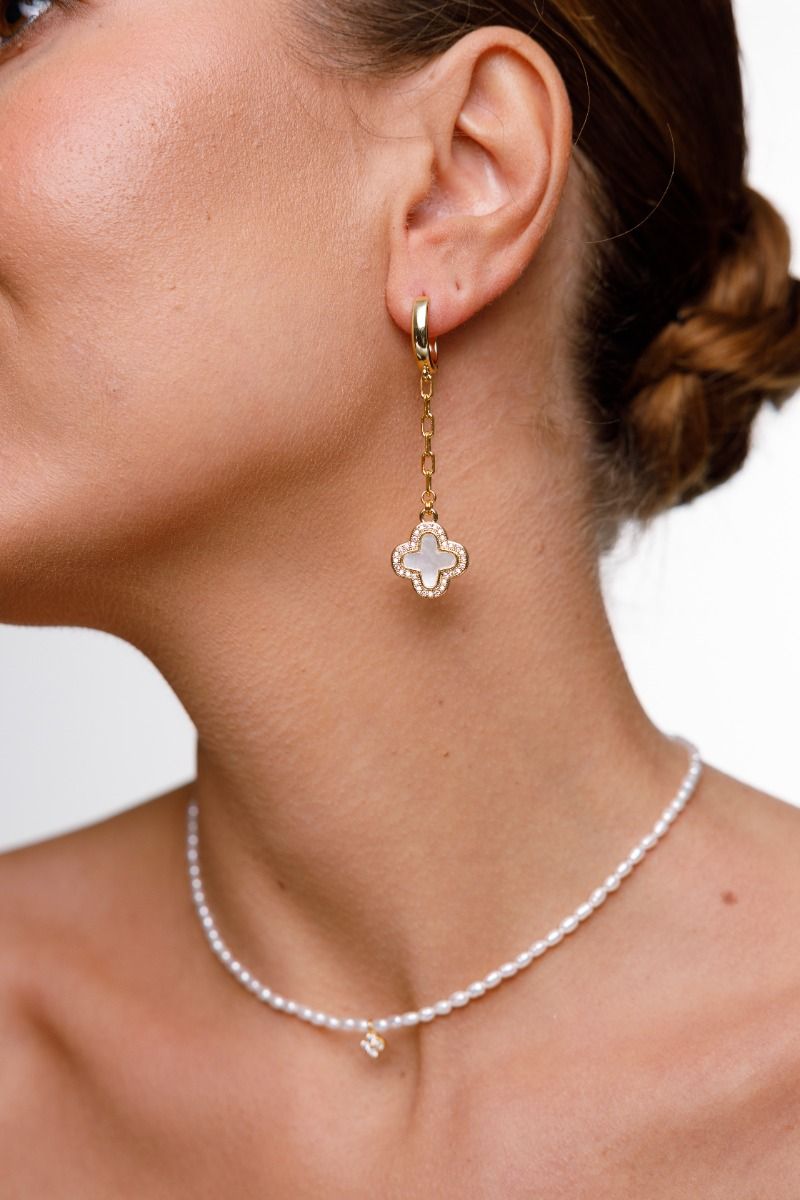 Clover Earrings — Mother of Pearl, Gold-Plated