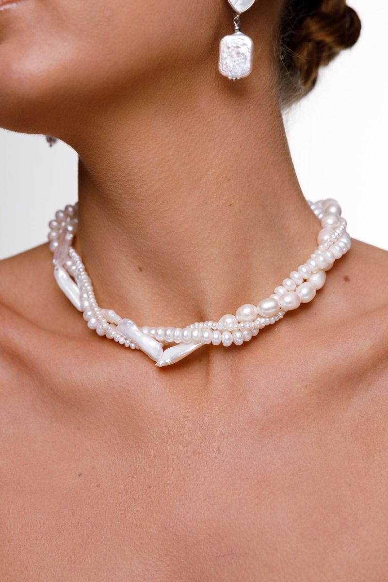 Three-Strand Pearl Choker — Steel