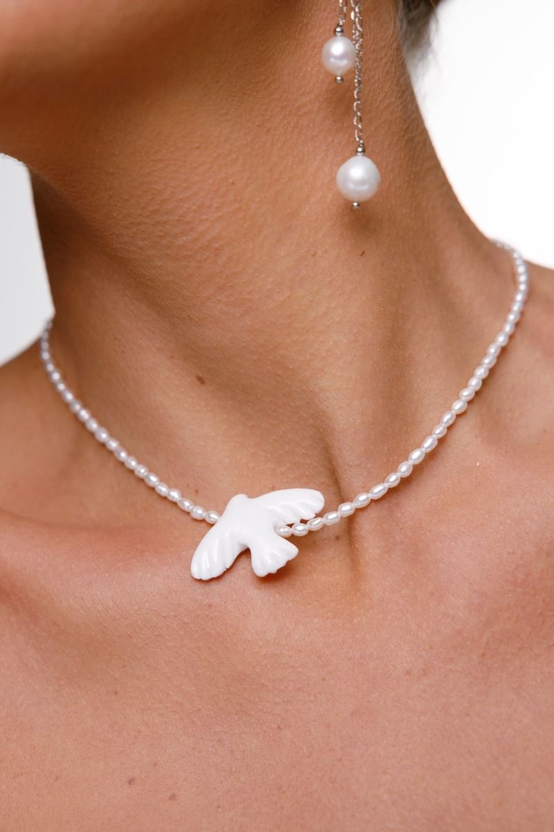 Pearl Choker with Bird (Small)