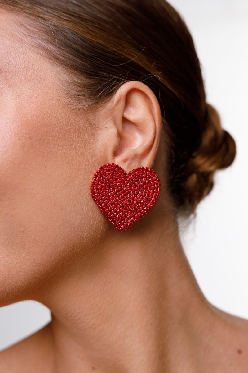 Heart Earrings — Red