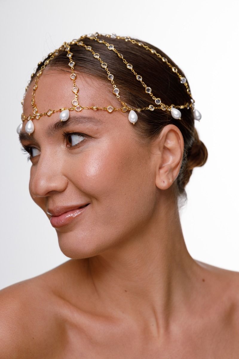 Gold-Plated Headpiece with Majorica Pearls Gold-Plated Headpiece with Majorica Pearls