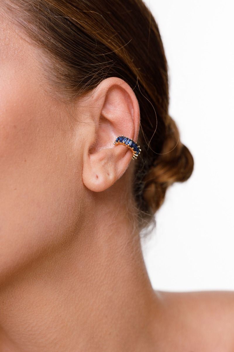 Blue Ear Cuff — Gold-Plated