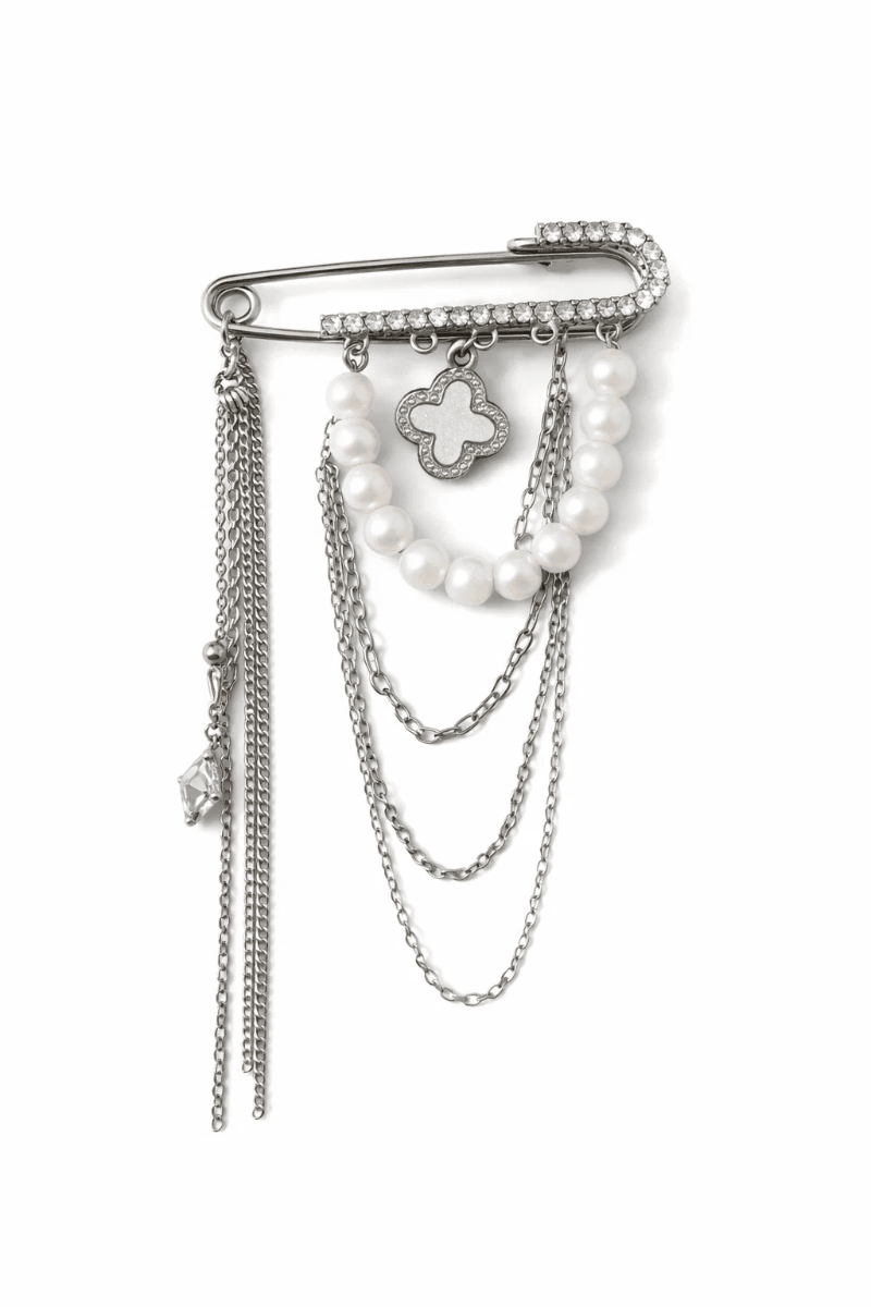 Brooch Pin with Chains & Lunula