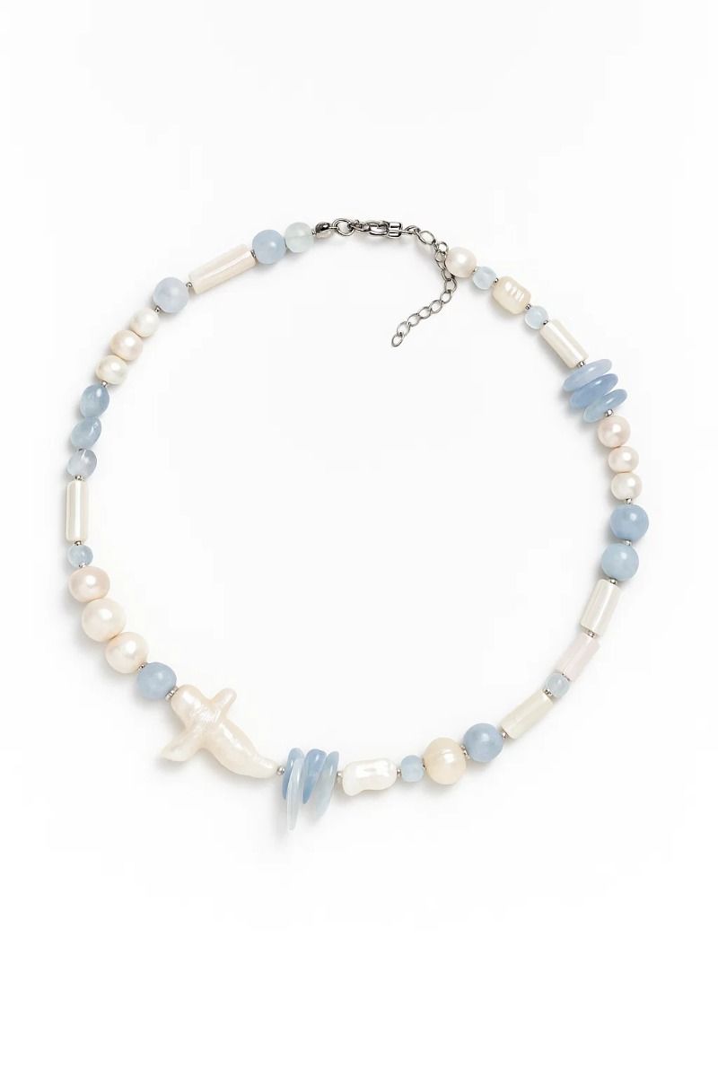 Aquamarine Mix Choker with Pearls Aquamarine Mix Choker with Pearls