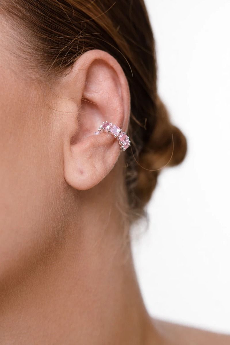 Pink Ear Cuff — Silver-Plated