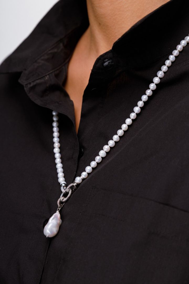 Намисто-трансформер з перлів 6 мм з кулоном Касумі