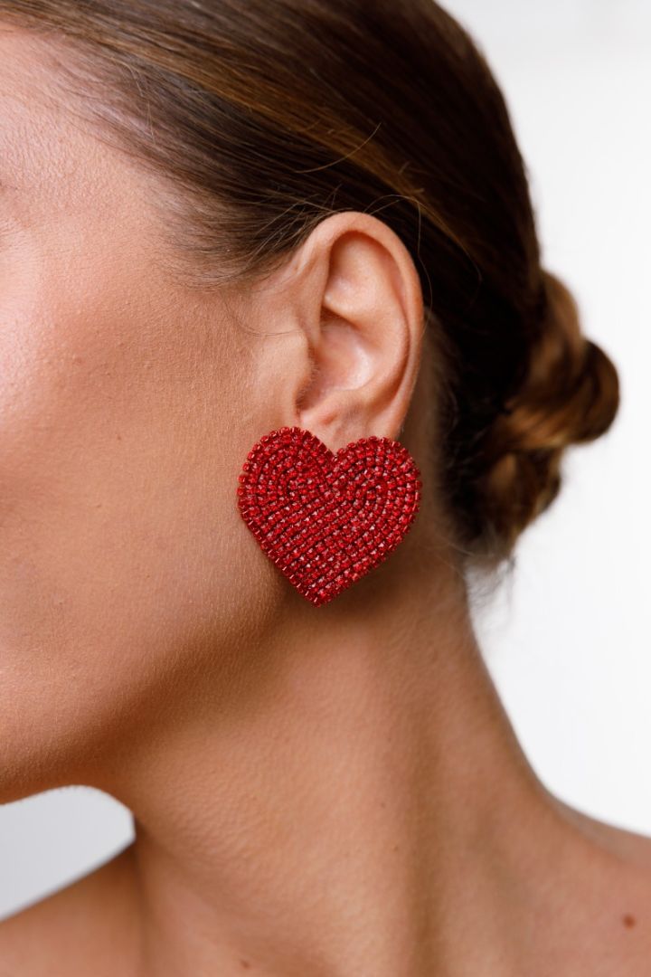 Pendientes con corazón, rojo
