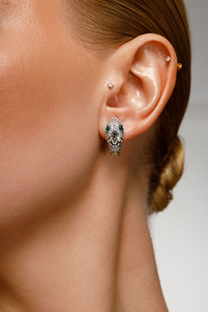Snake Earrings, Silver Plated