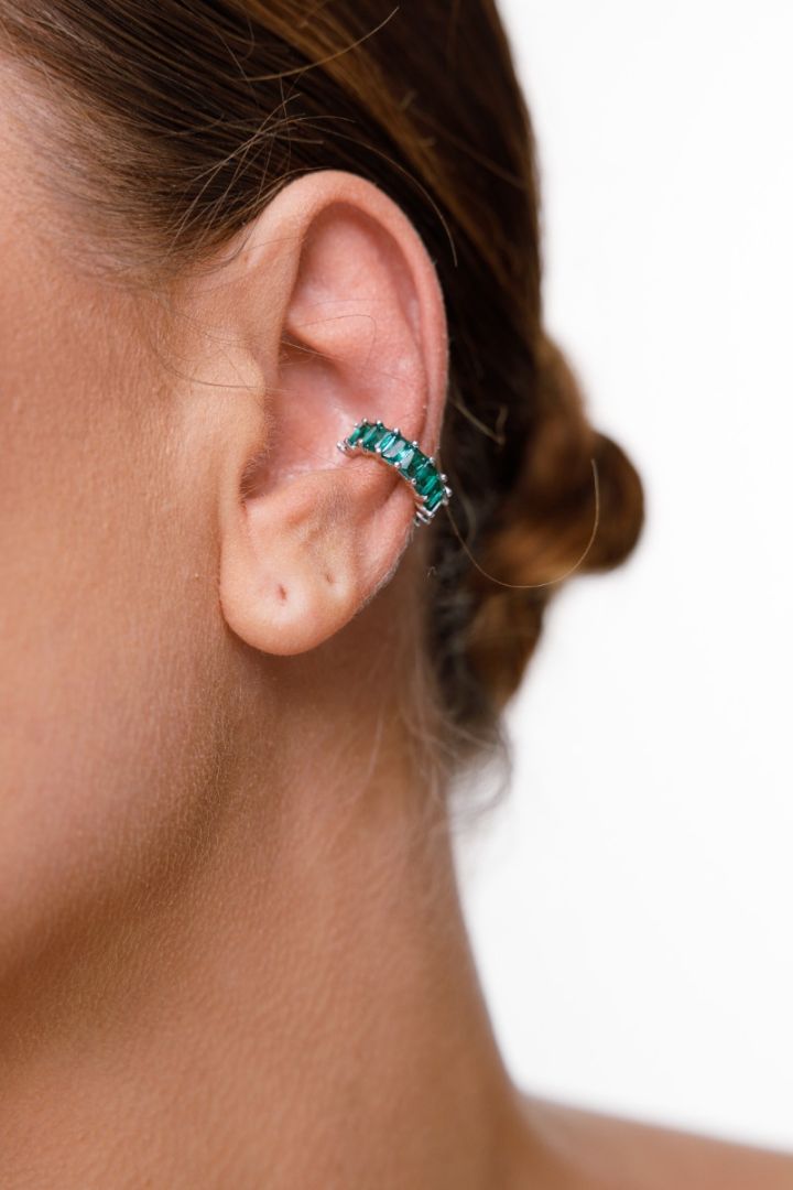 Каф доріжка із зелених фіанітів, посріблення