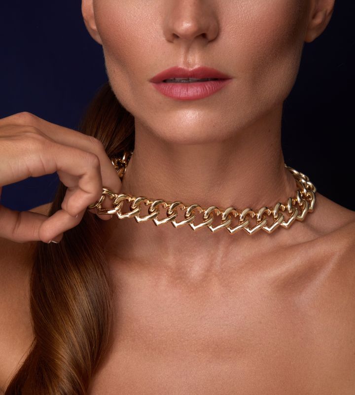Italian Chain with Heart-Shaped Links (Italian-Made)