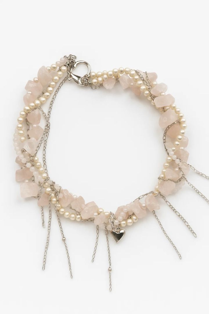 Collar, cuarzo rosa