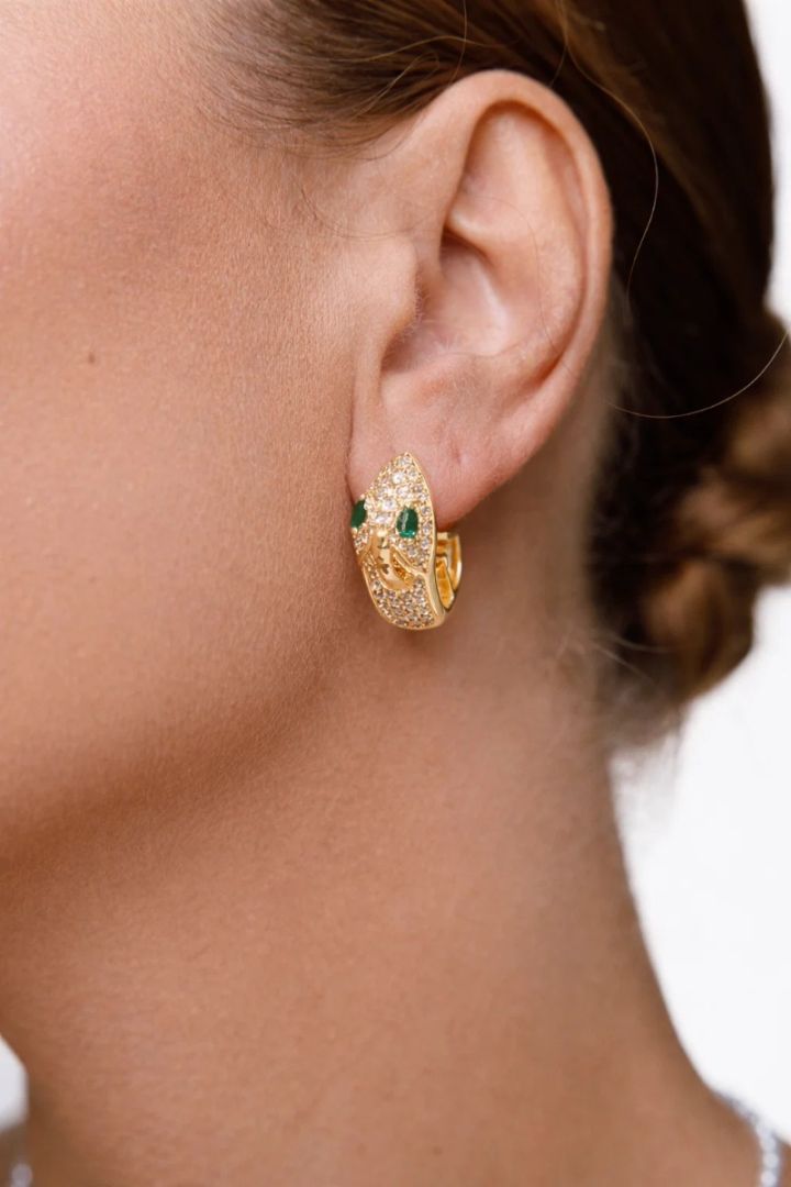 Pendientes-serpiente, baño de oro